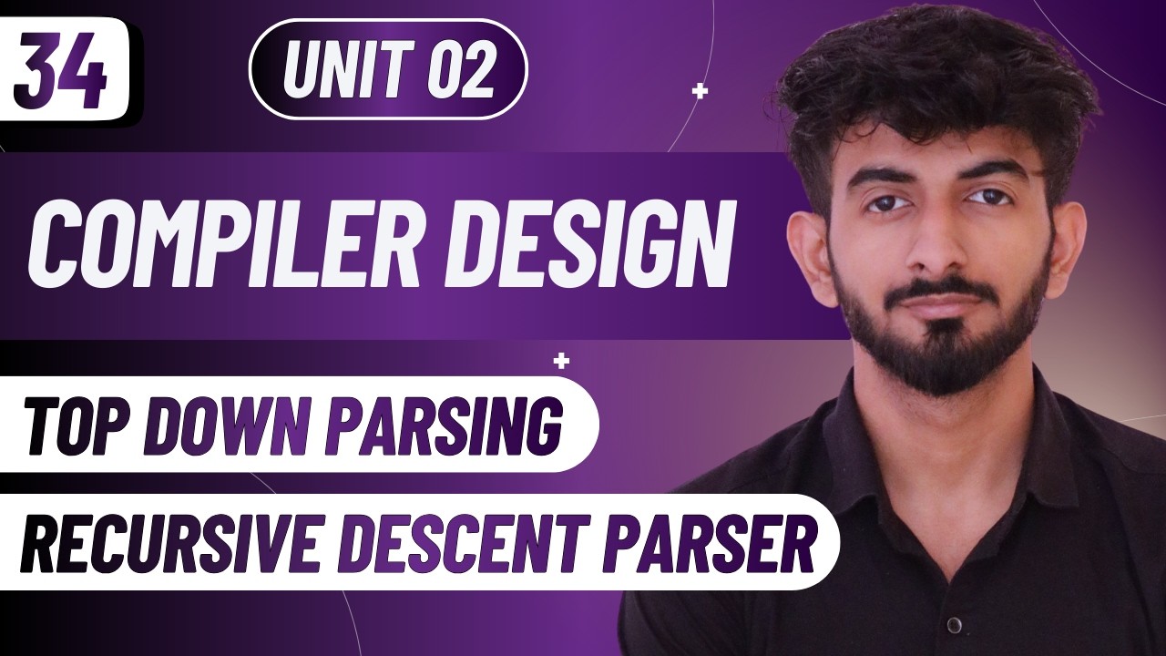 34 | Top Down Parsing | Recursive Descent Parser | Compiler Design | Unit 02