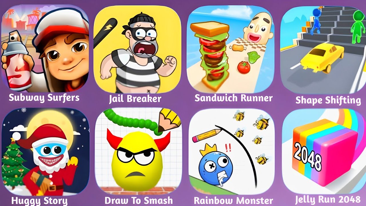 Subway Surfers, Jail Breaker, Sandwich Runner, Shape Shifting, Jelly Run 2048