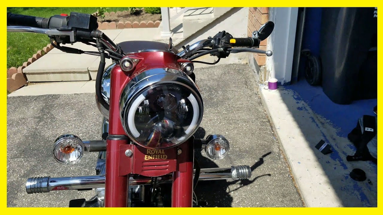 LED Headlight installation on Royal Enfield Classic Chrome