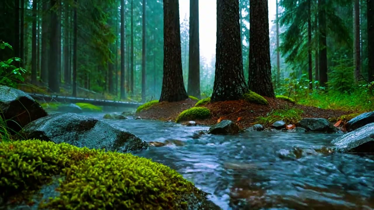 Rain in the Forest with River Sounds 🌲 ASMR for Sleep, Study, Relax