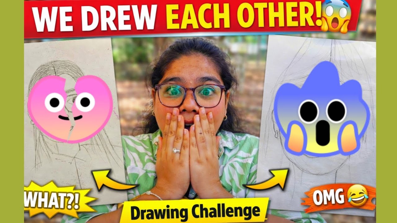 She really thinks I look like THIS?!😭✏️Be honest who drew better?👀😅#challengevedio #drawingchallenge