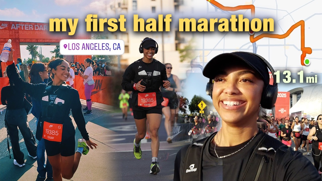 I RAN MY FIRST HALF MARATHON! Nike After Dark Tour LA Vlog
