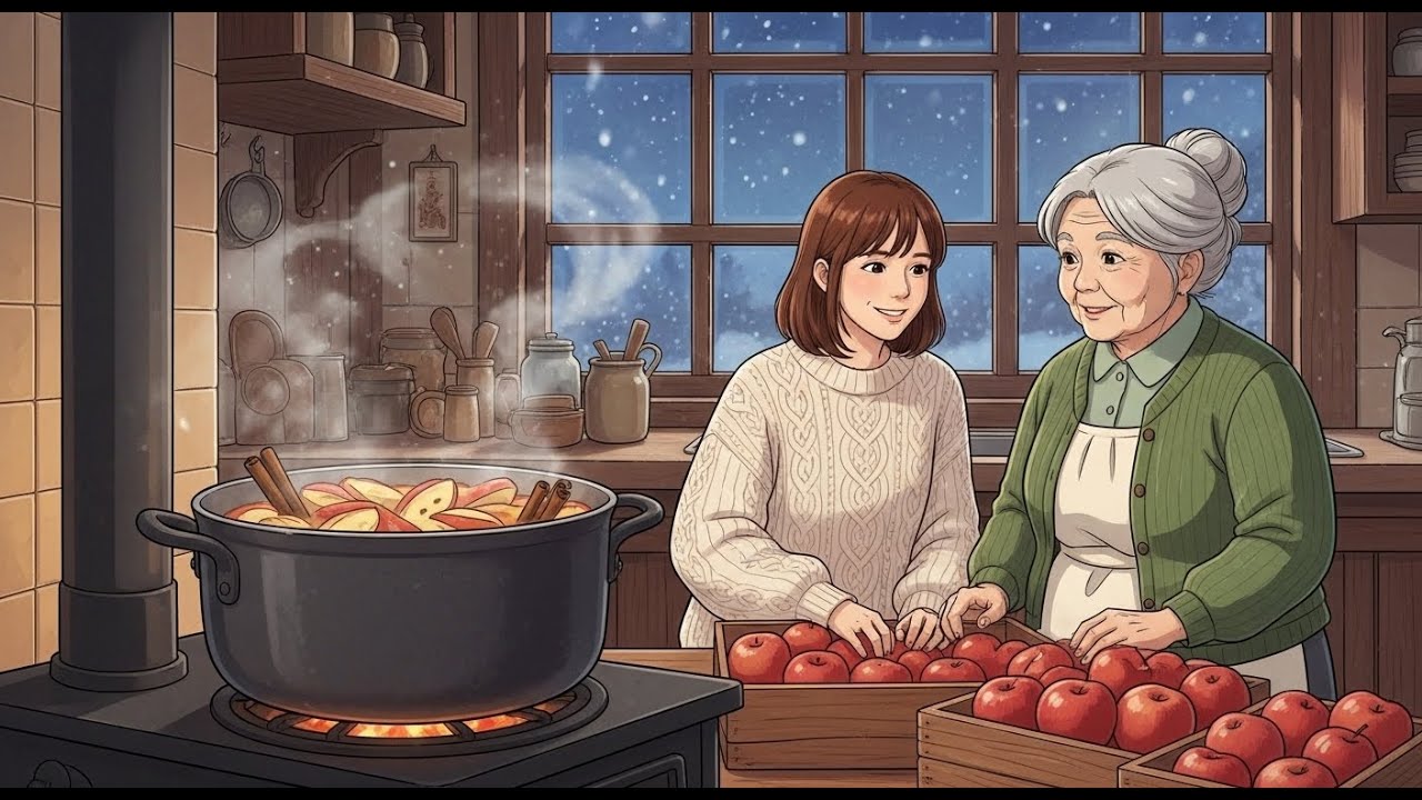 Preparing for winter in my grandmother’s kitchen | Apples and old memories | Ghibli-Style Video🍎❄️