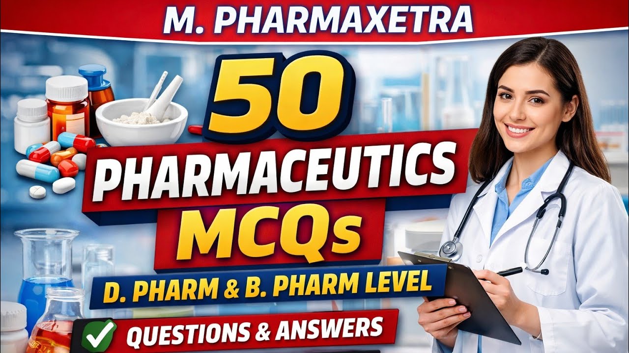 PHARMACEUTICS 50 MCQs || Railway pharmacist ||