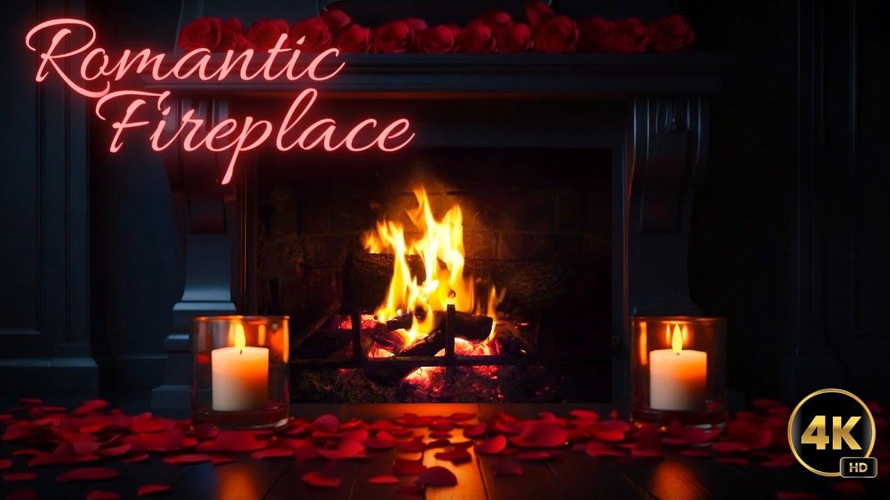 Romantic Crackling Fireplace | Valentines Day | 4K Screensaver