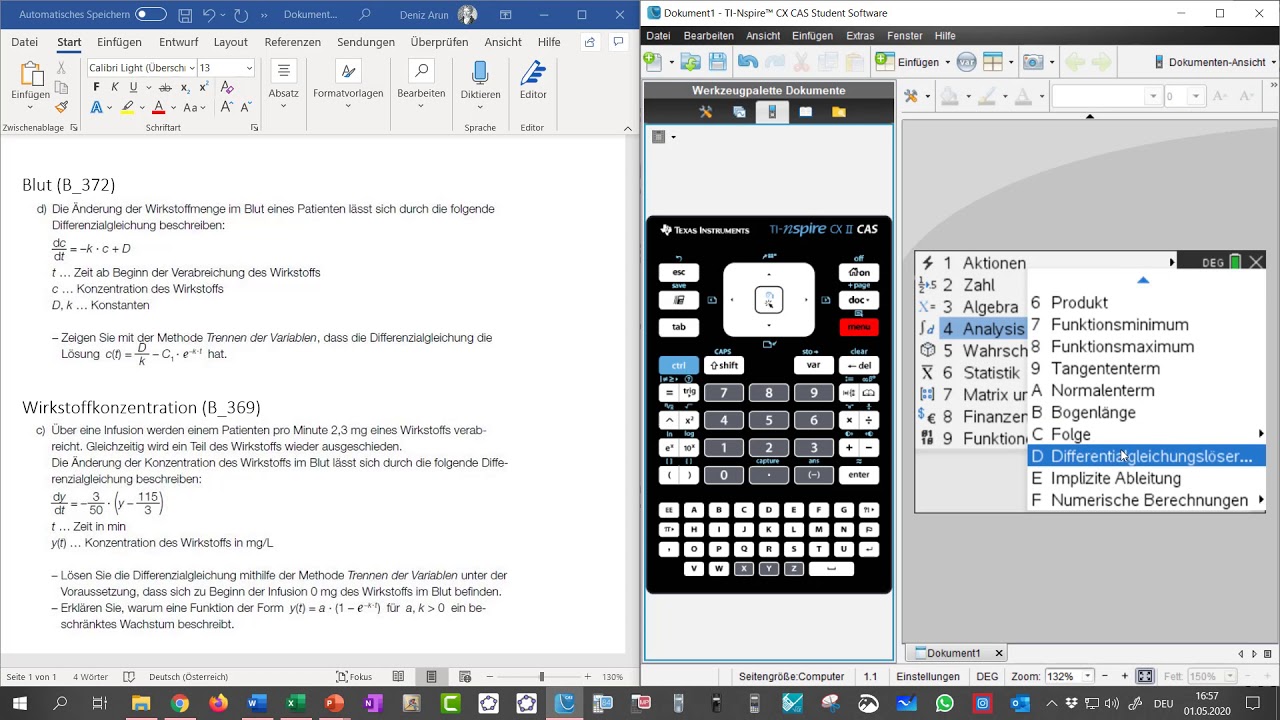 TI Nspire CX CAS - Differentialgleichung lösen deSolve - Mathago
