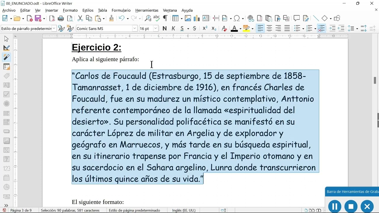 Writer Ej10 - 8 Ejercicios