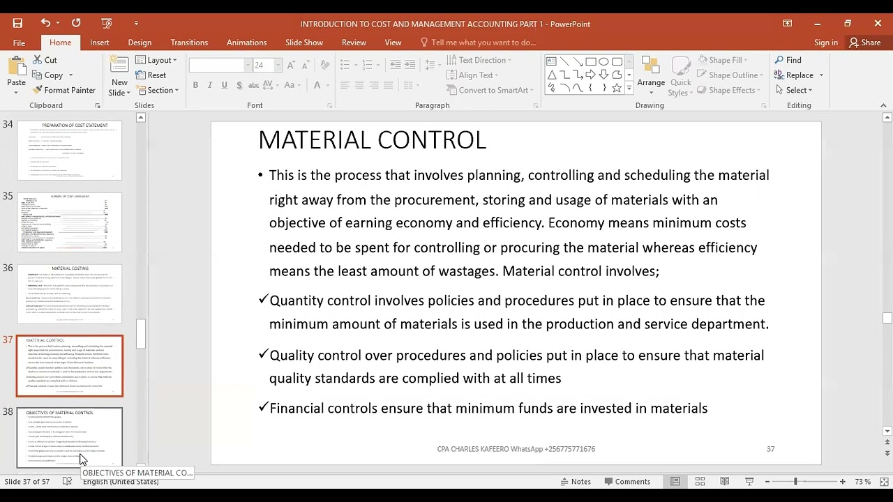INTRODUCTION TO MATERIAL COSTING