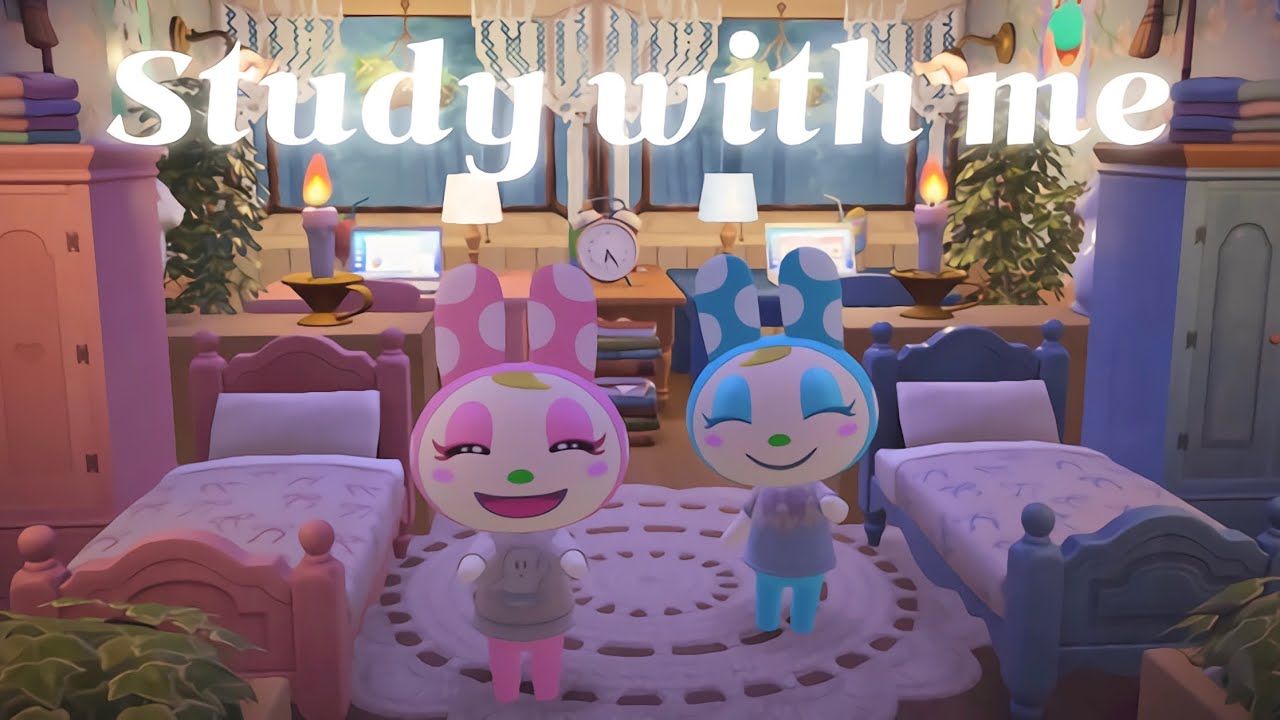 모동숲 ASMR 🐰🎧ㅣ크리스틴과 프랑소와의 기숙사에서 스터디윗미🌧️ㅣ1hourㅣACNHㅣBGMㅣlofi
