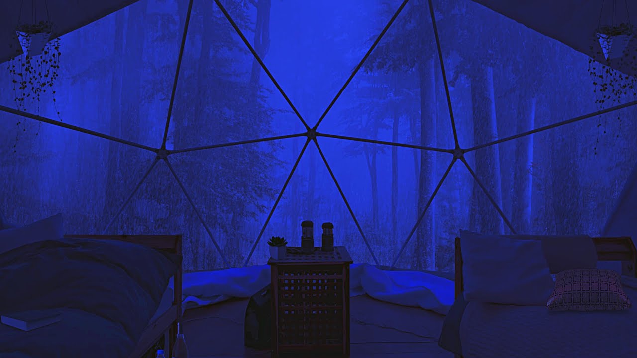 12 Hours of Extreme Rain and Thunder on a Dome Deep in the Forest-Sleep Immediately with Rain Sounds