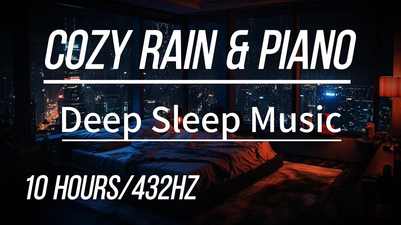 432Hz Healing Frequency• COZY RAIN & PIANO • 10 Hours Deep Sleep Music