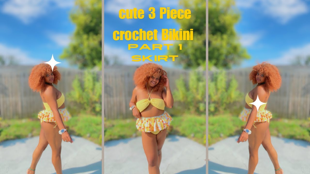 Part 1 (crochet ruffle skirt) of 3 piece bikini #easycrochet #crochetskirts #beginnerfriendly