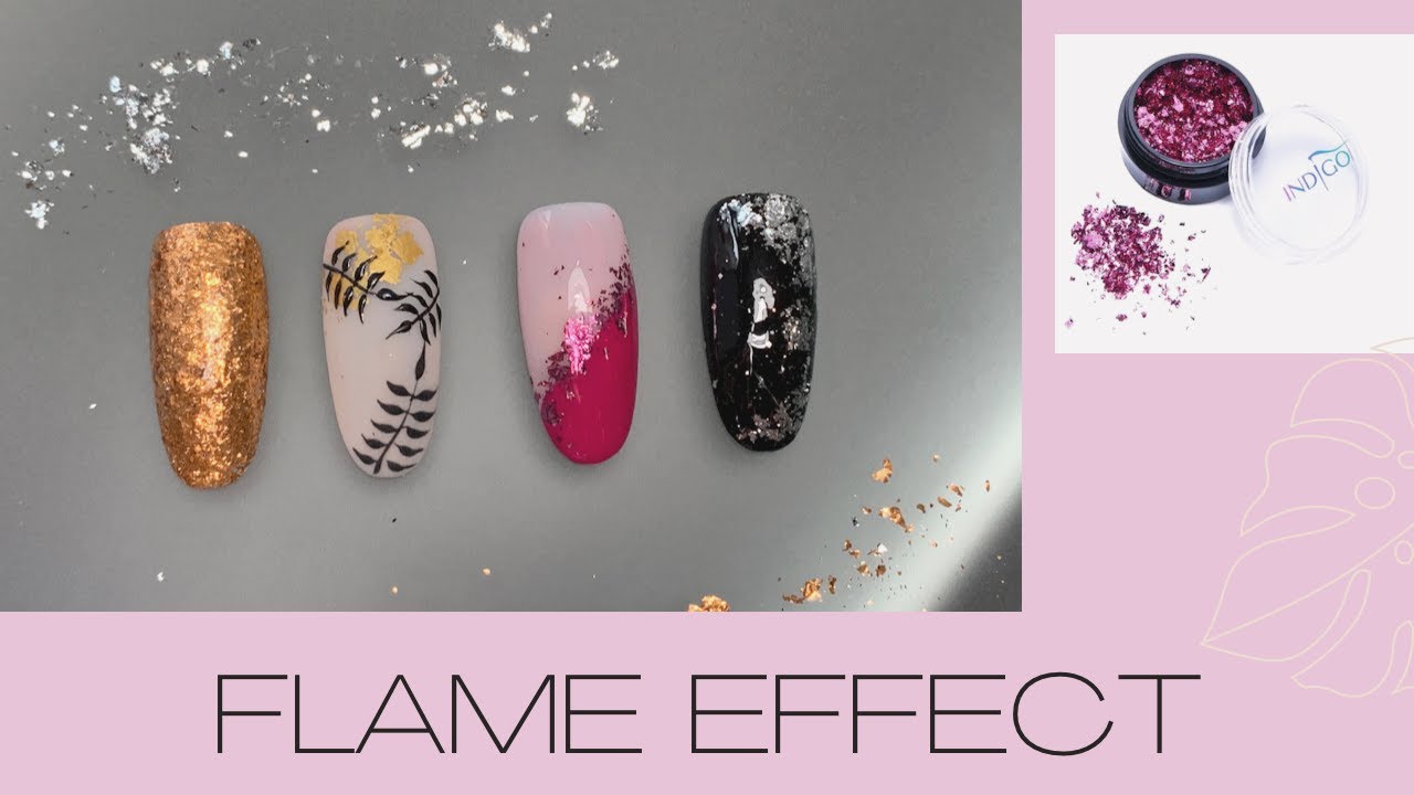 Indigo Flame effect Nail art