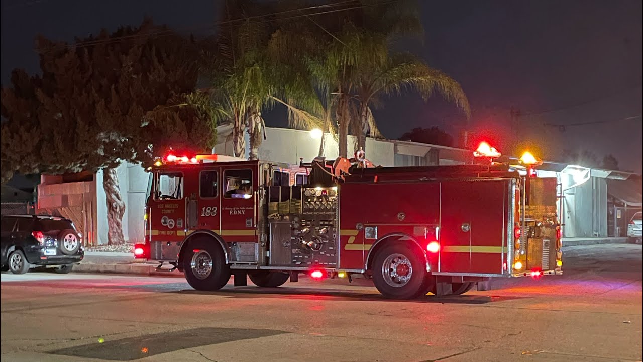 LACoFD Engine 183, Pomona PD & Falck Responding to assault 