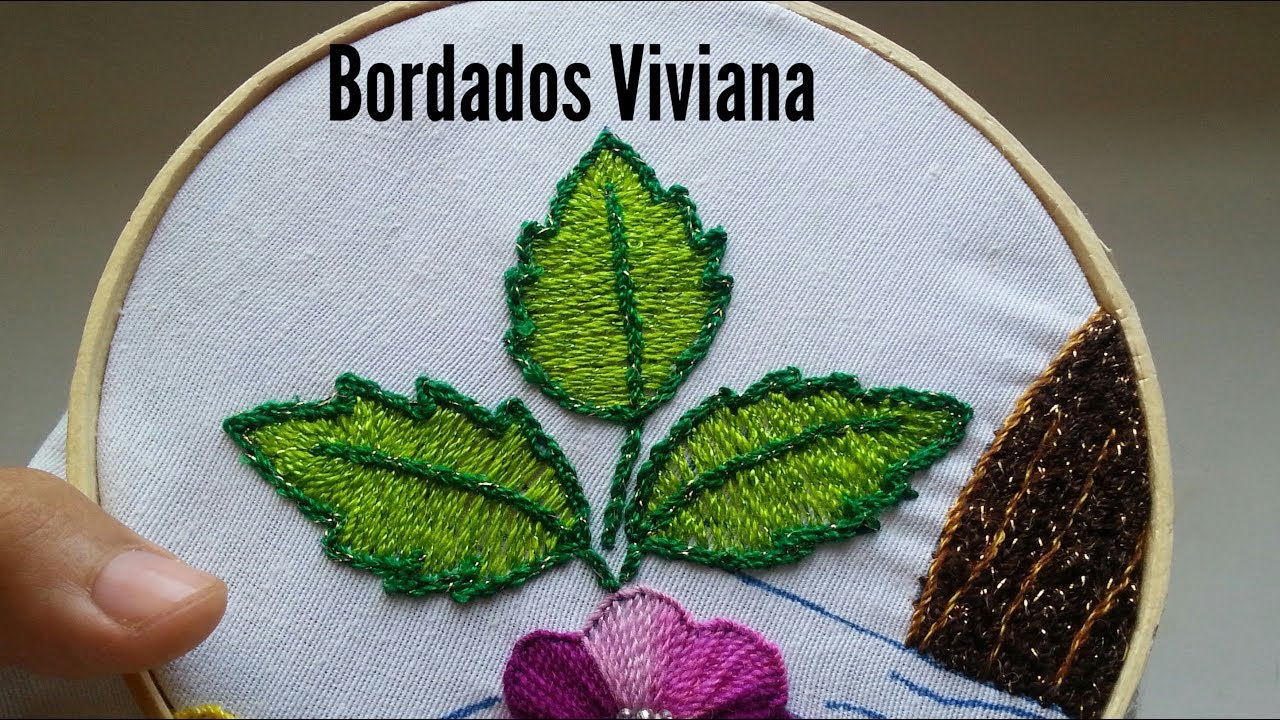 Bordado fantasia HOJA #21 de flor  facil para principiantes