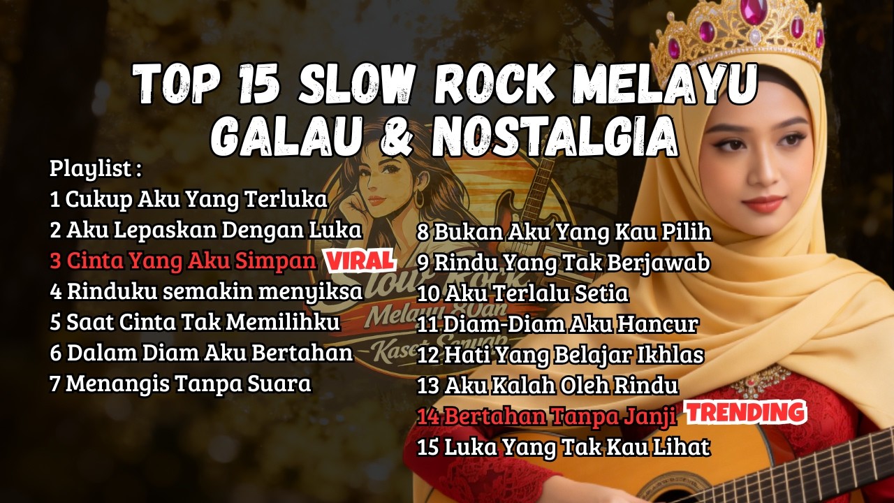 Slow Rock Melayu 80-90an 🎶 Playlist Lagu Galau Melayu Terbaik - Dalam Diam Aku Bertahan