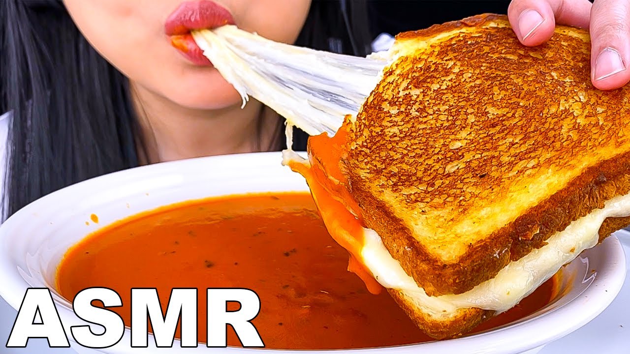 ASMR ULTIMATE GRILLED CHEESE SANDWICH with TOMATO SOUP MUKBANG EATING SOUNDS (Eating Show) ASMR Phan