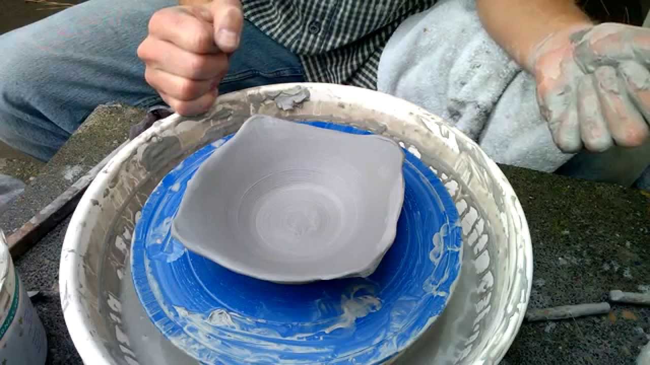 How to Make a Square-ish Plate on the Pottery Wheel - Cool Pottery Making Technique