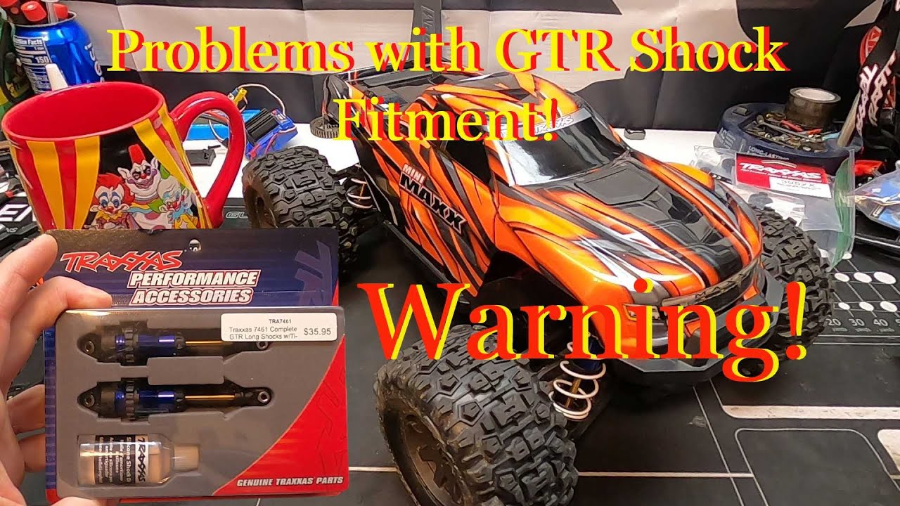 If you install GTR Shocks on your Traxxas Mini Maxx Must Watch this video! Problems with Rubbing.
