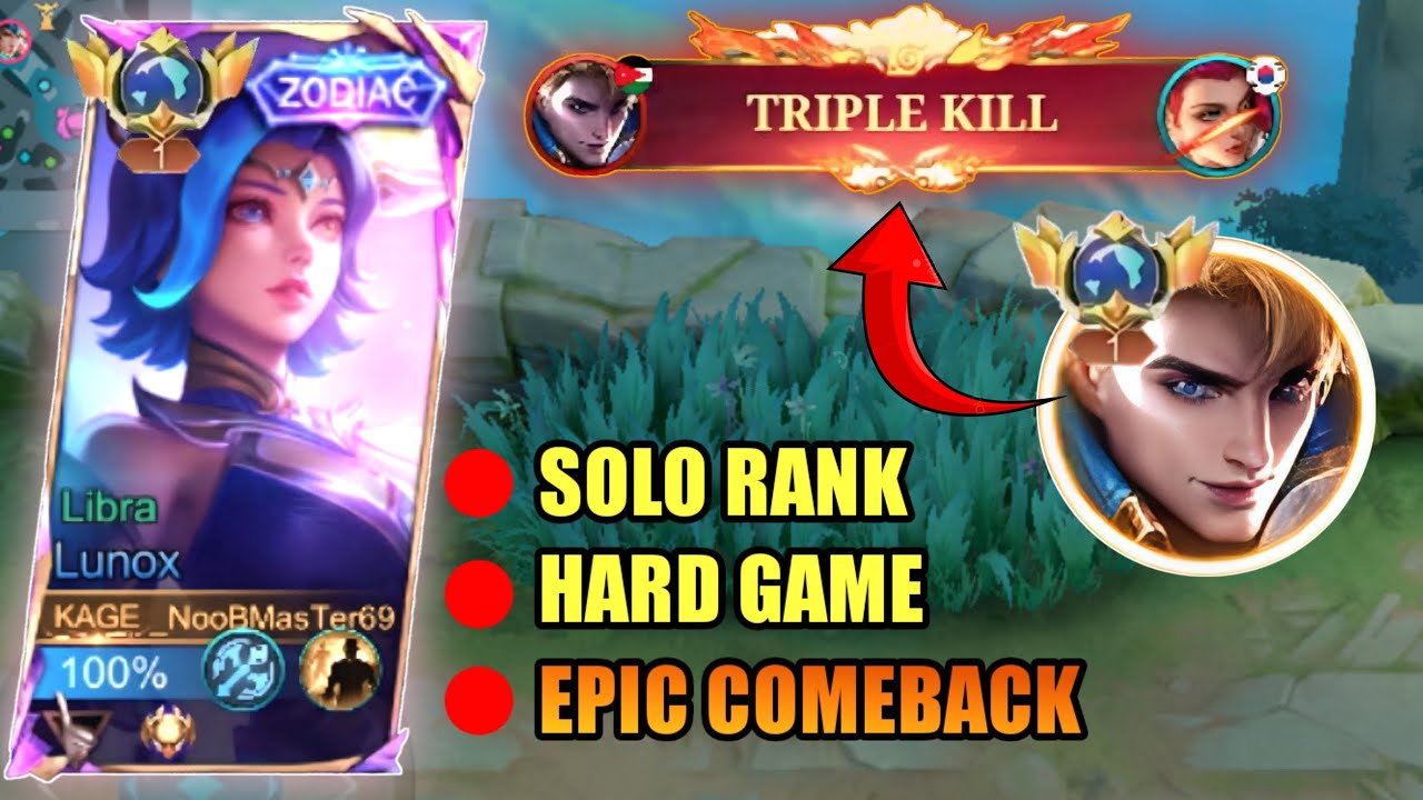 SOLO RANK - HARD GAME - EPIC COMEBACK!! RECOMENDED BUILD TOP 1 GLOBAL LUNOX!! BEST LUNOX BUILD 2025