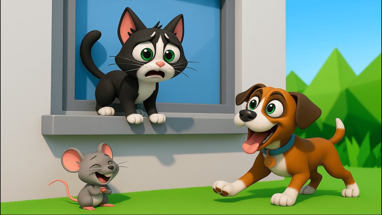 Pisica și Cățelul Poznaș - Cântece pentru Copii de la BIKI TOONS🎶🌟