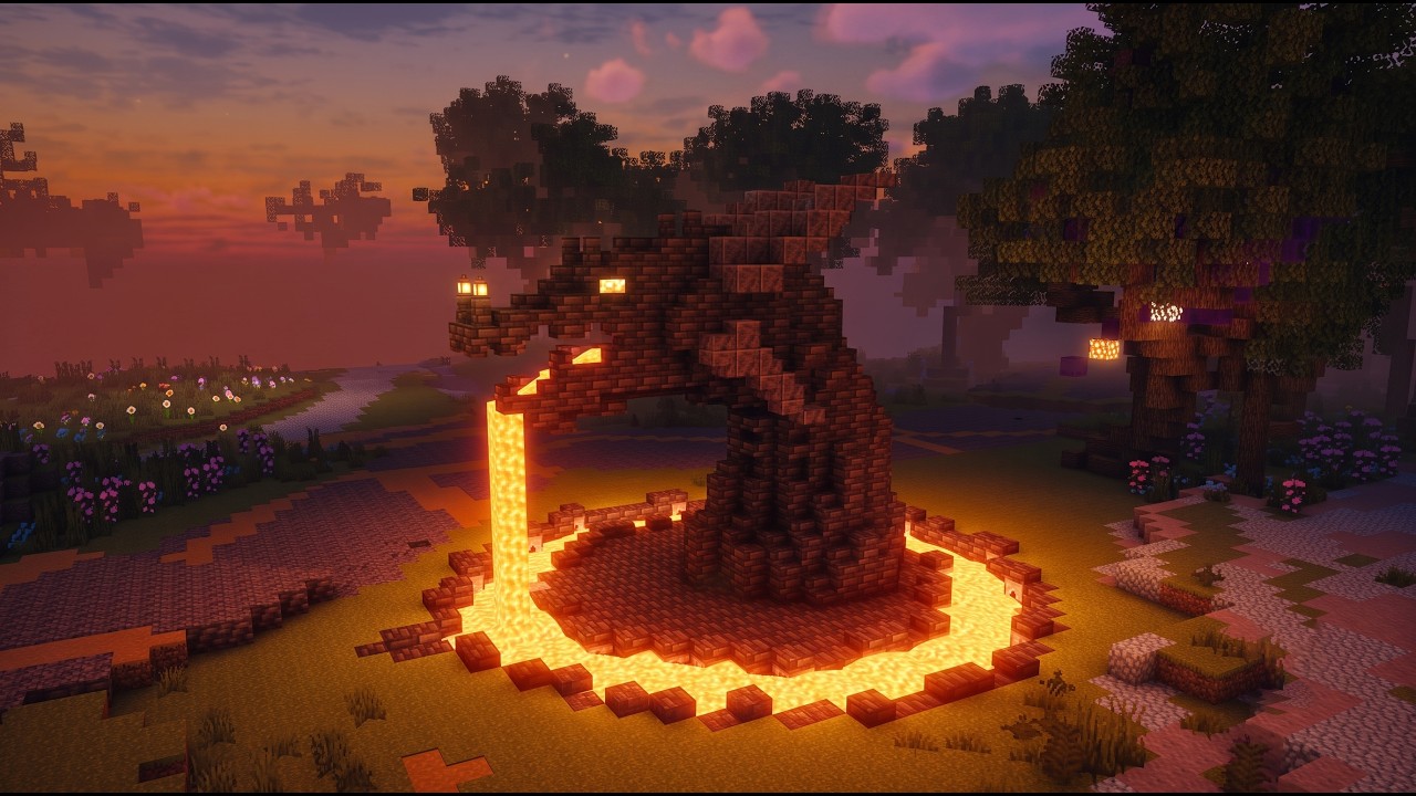 Minecraft: Super cool dragon head fountain