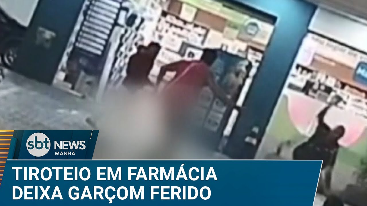 Homem tenta tirar arma de ladrão de farmácia e garçom é baleado | #SBTNews Manhã (20/03/25)
