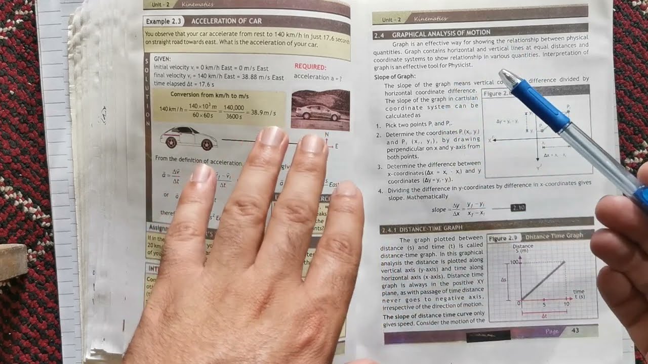Graphical Analysis of Motion _ Slope of Graph _ Kinematics Unit 2 Physics Grade 9 Kpk textbook