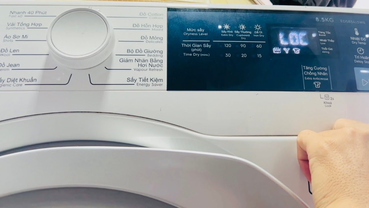 Cách khắc phục lỗi LOC trên máy sấy Electrolux