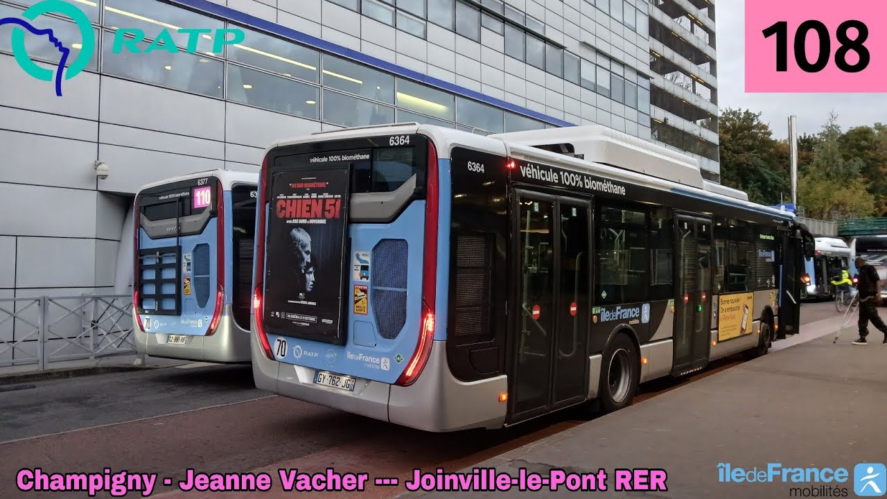 Bus 108 RATP - Urbanway 12 GNV N°6364 Champigny - Jeanne Vacher --- Joinville-le-Pont RER