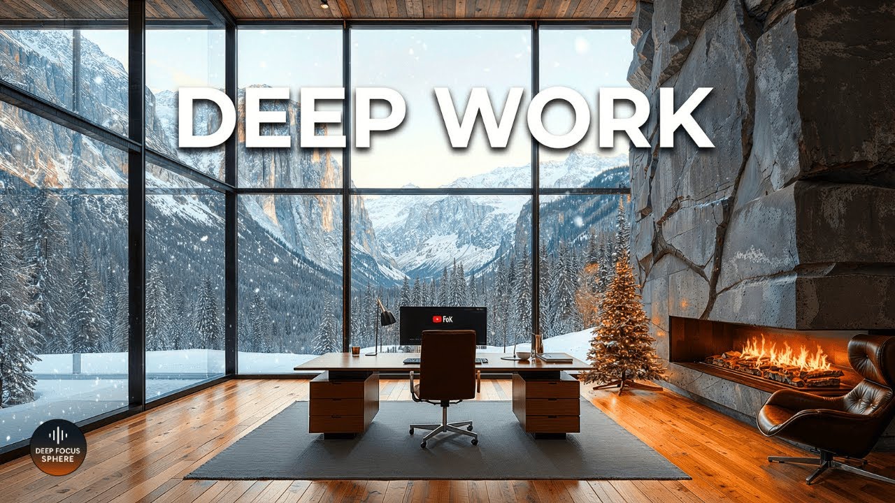 Deep Focus | Fireplace Warmth & Snowy Scenery for Concentration