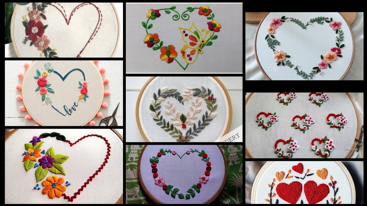 “Shining Love Heart Design 💖✨”“Cute Heart Thread Art 💕🧵”