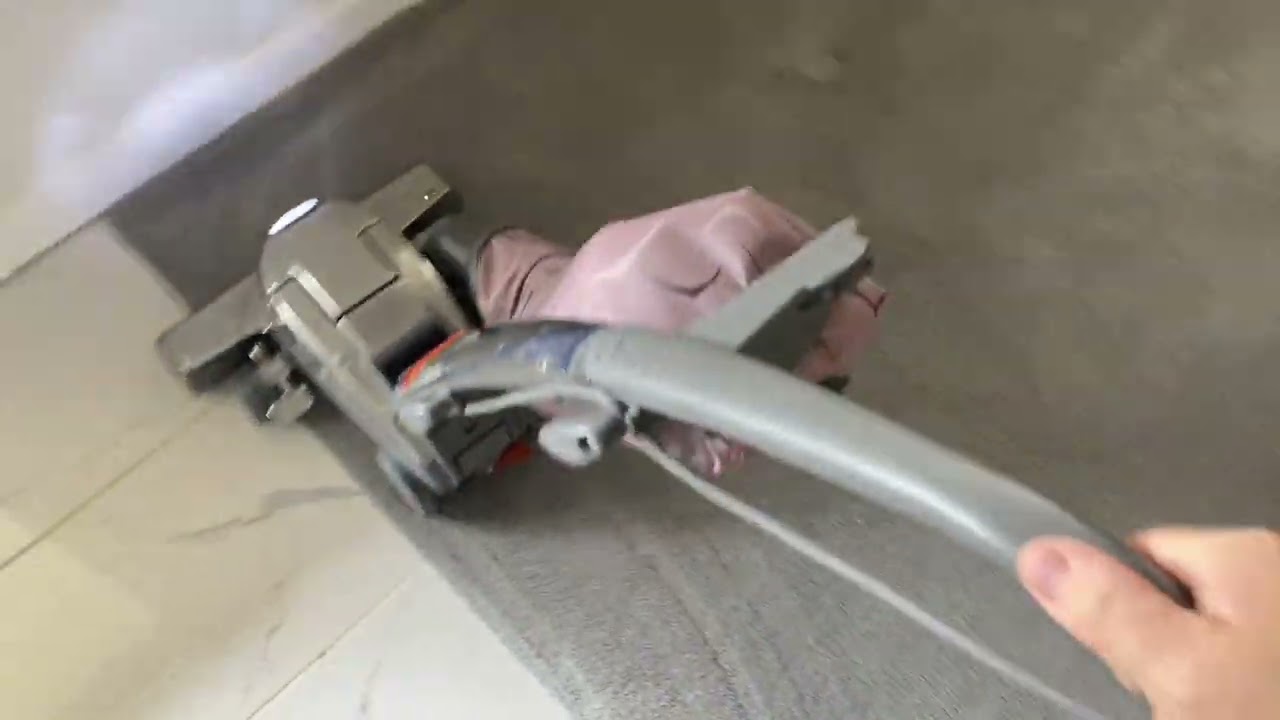 Oxy-Dry pre vacuuming large basement area with the Kirby vacuum.