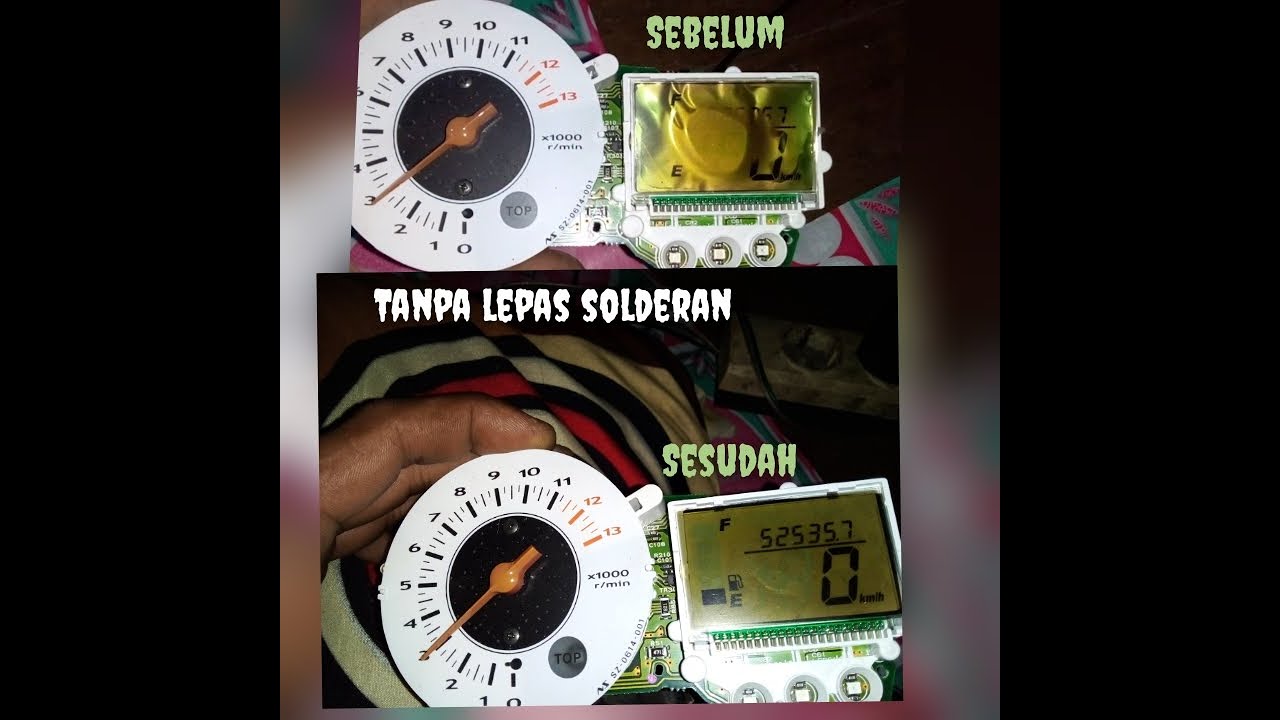 spedometer digital satria f buram.ganti sunborn/polarizer lcd tanpa lepas solder