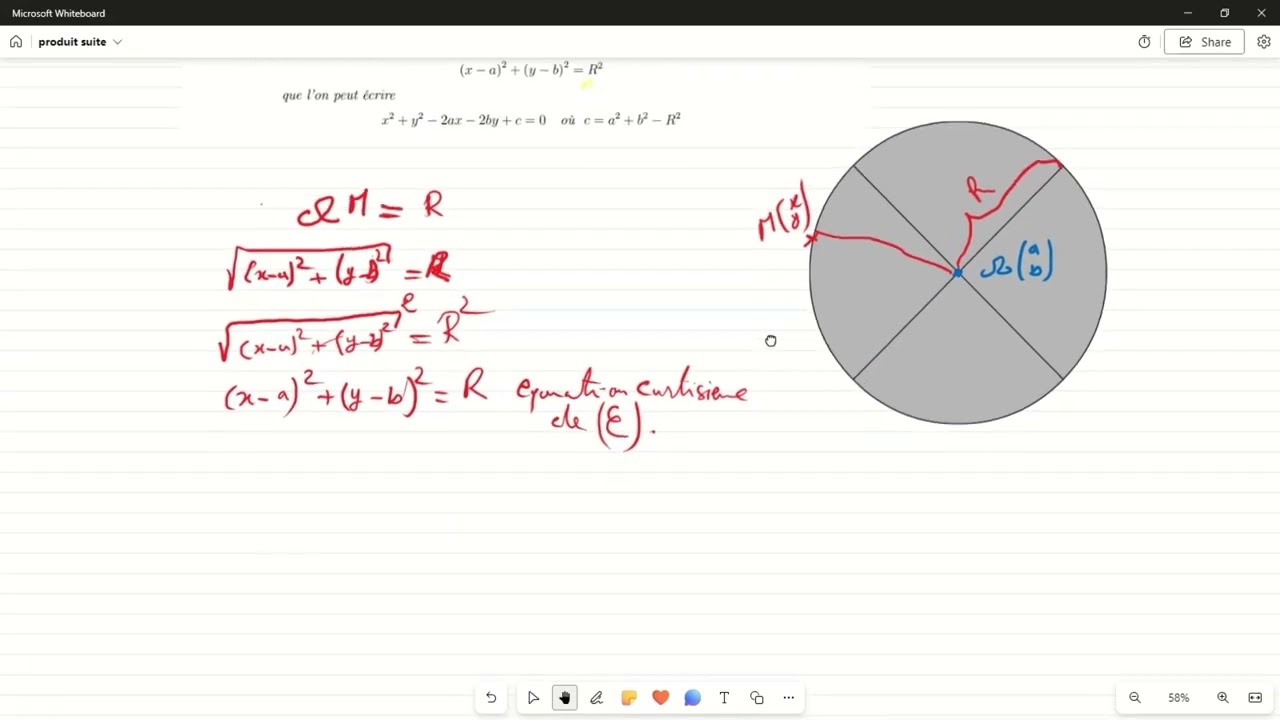 equation cartisienne d'un cercle p1