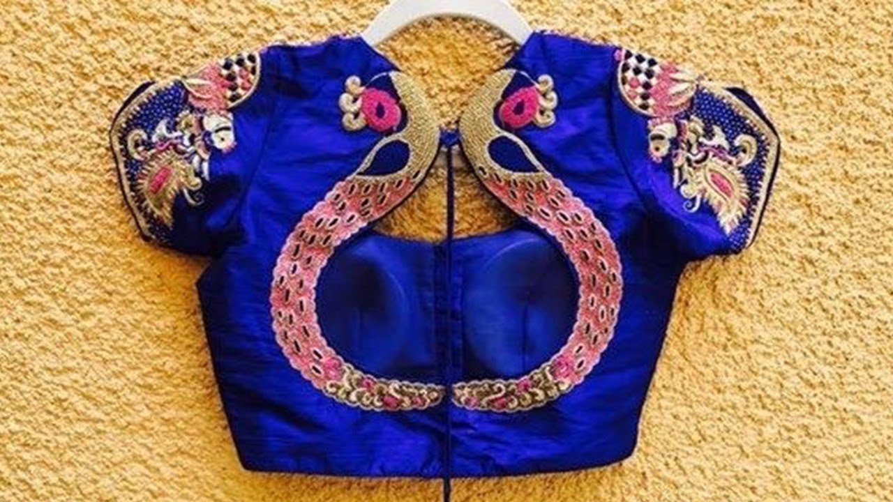 Royal Blue Work Blouse Designs 2019