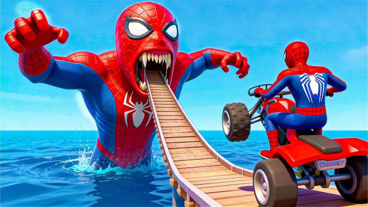 باتمان ضد اسماك القرش – Crazy Superhero Motorcycle Challenge
