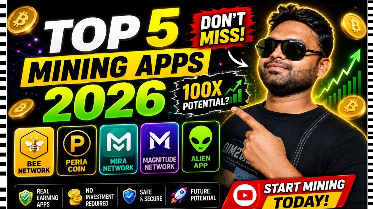 TOP 5 FREE Crypto Mining Apps 2026 | Bee Network, Peria Coin, Mira Network, Magnitude Net & Alien...