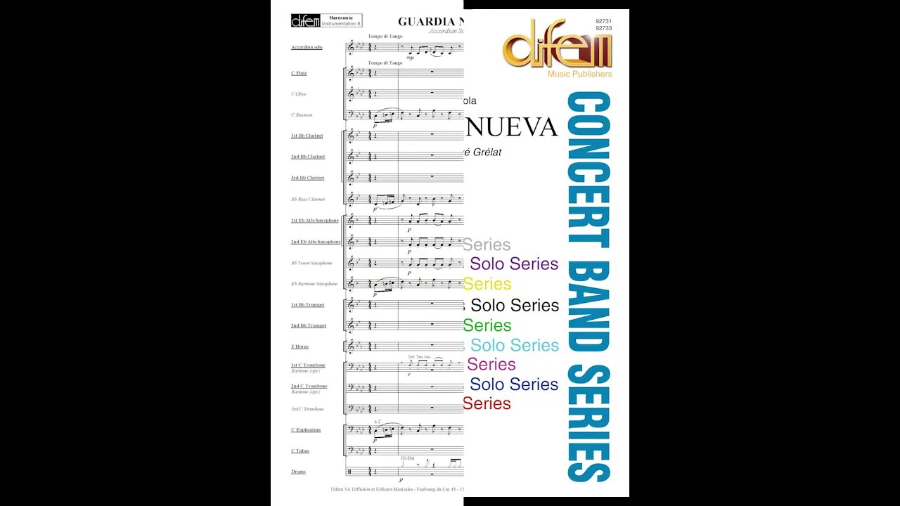 Guardia Nueva, Astor Piazzola, for Concert Band and Accordion, arr. by Herv&eacute; Gr&eacute;lat
