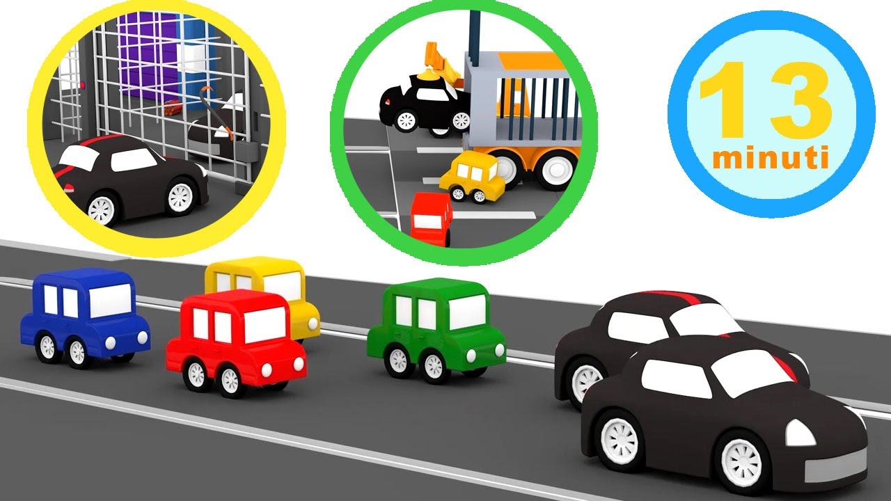 Macchinine colorate all'inseguimento della macchinina nera | Compilation 13 minuti