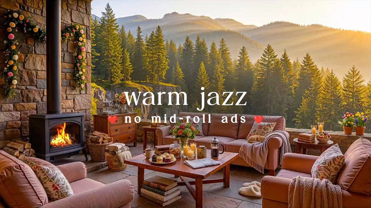 🌷 Warm Spring Days Jazz (NO MID-ROLL ADS) &ndash; Cozy Piano & Fireplace Ambience for Relaxation & Focus