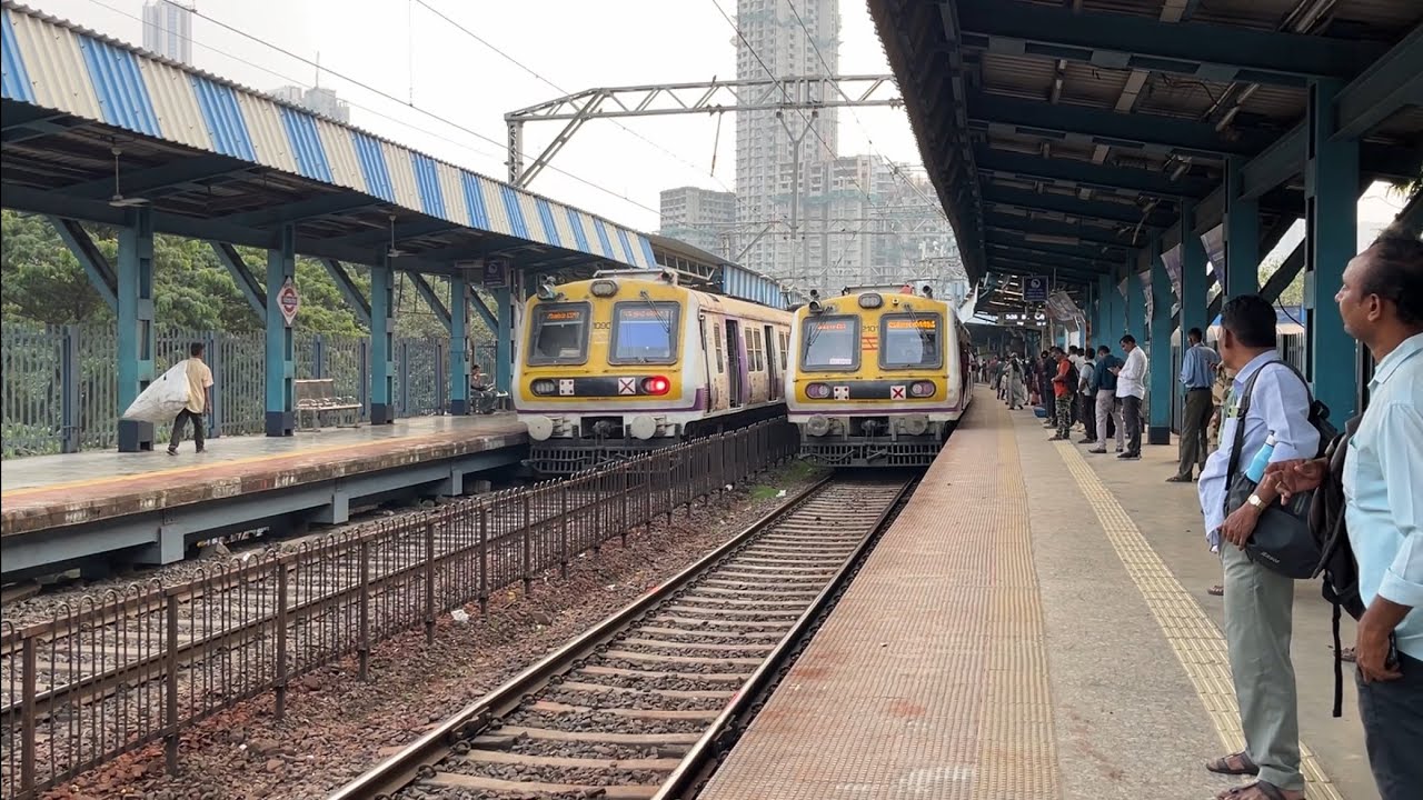 Cotton Green Railways Station ll Mumbai Local Train Arrival and Departure Back to Back 