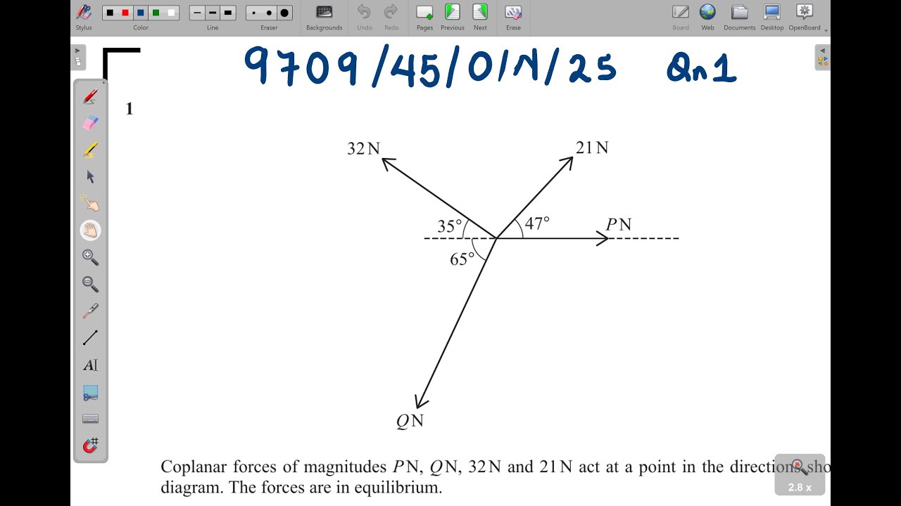 9709/45/O/N/25 -- QN 1 (RESOLVING OF FORCES) -- MECHANICS | MATHEMATICS PAPER 45 OCT/NOV 2025