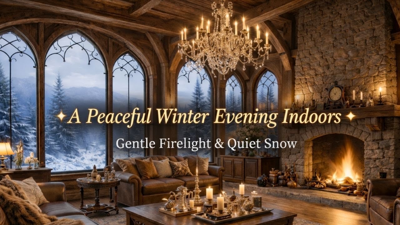 A Winter Evening Wrapped in Silence ❄️🔥 | Firelight & Falling Snow