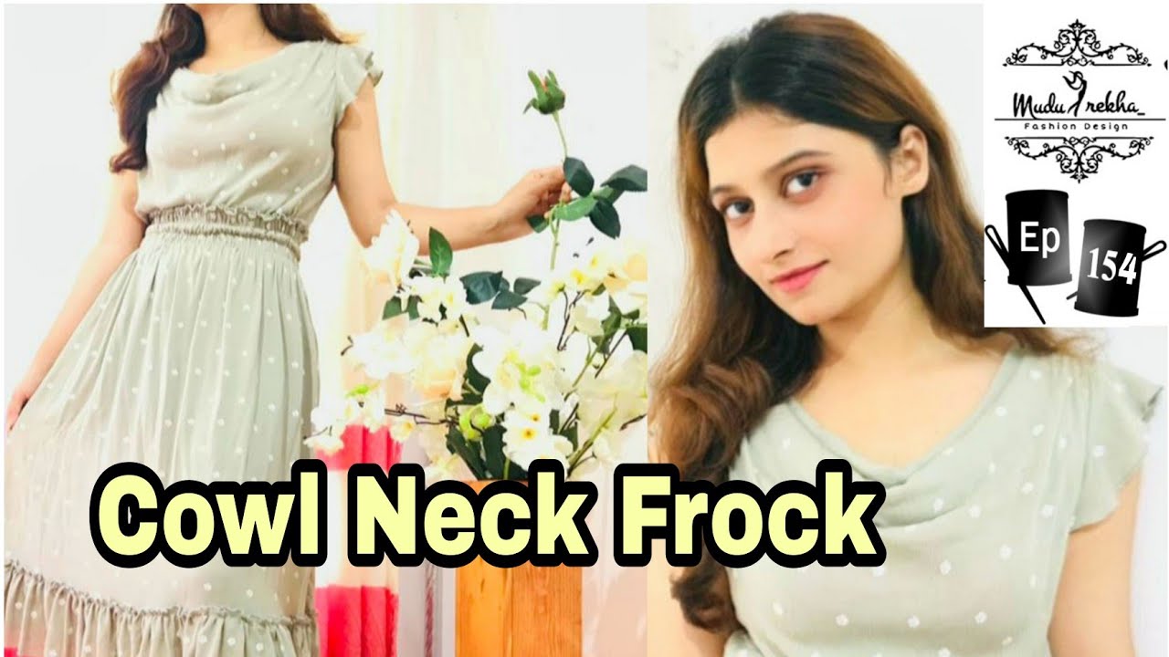 ලේසියෙන් ලාබෙට ලස්සන ගවුමක් මහමු | How to sew cowl neck dress easily 2021 | Mudu Rekha Mahum