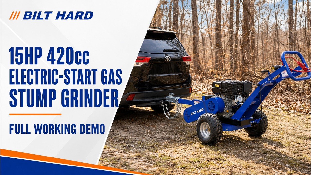 BILT HARD Heavy-Duty Stump Grinder, 15HP 420cc Ducar Gas Engine for Tree Stump Removal