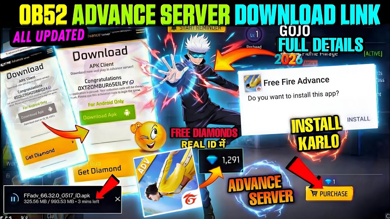 OB52 Advance Server Free Fire | How to Download & Register Free Fire Advance Server 🤩