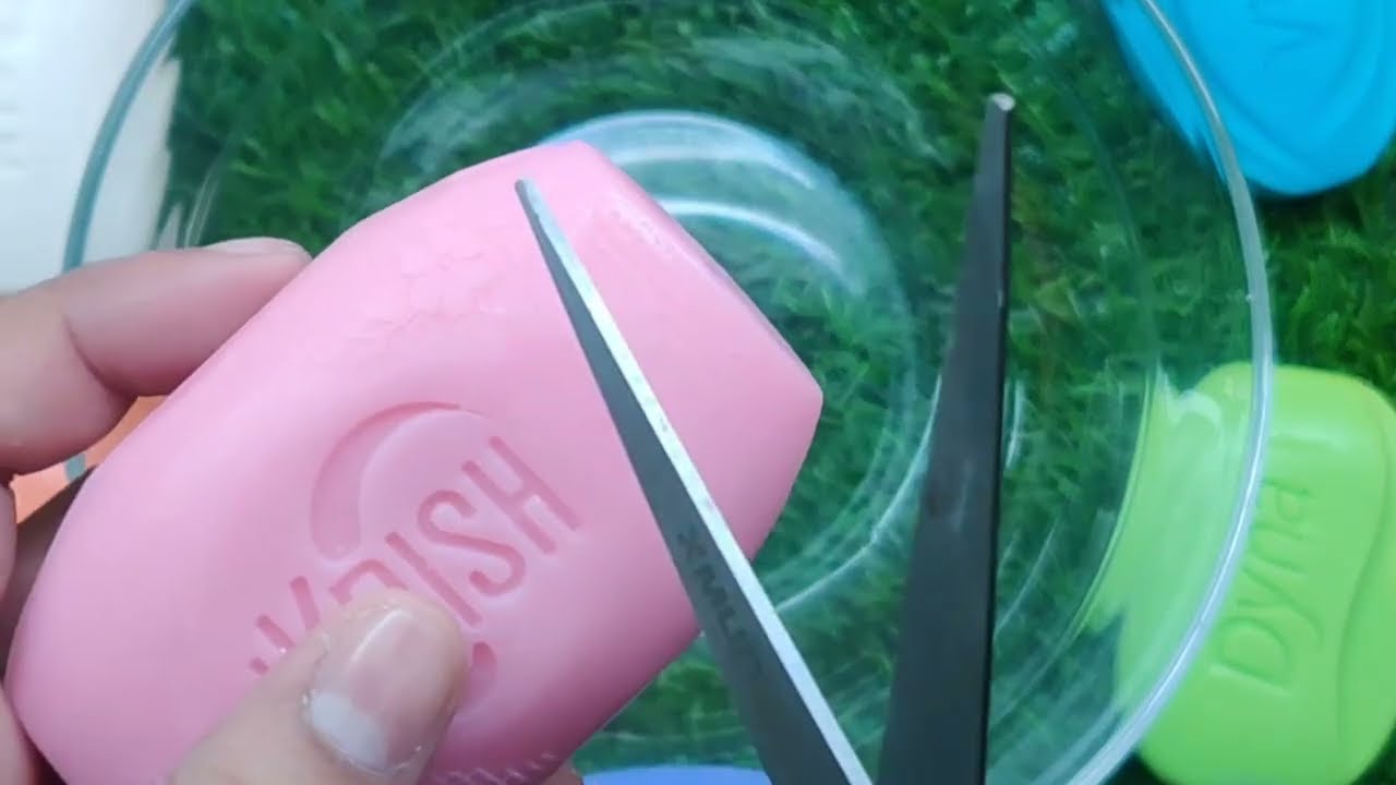 Pink Soap Cutting ASMR with Scissors ✂️🧼 | Satisfying Soap ASMR Sounds