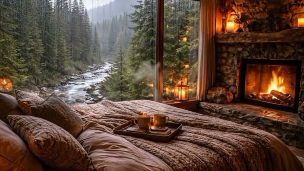 Noite Chuvosa em Chalé Aconchegante com Lareira 🌧️ Rainy Night in a Cozy Cabin with Fireplace