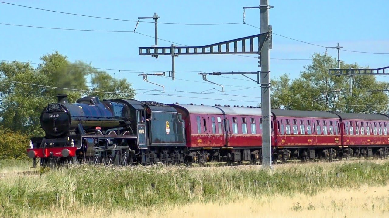 45690 'Leander' Roars Along The GWML On The Essex & Avon Express 23/08/23
